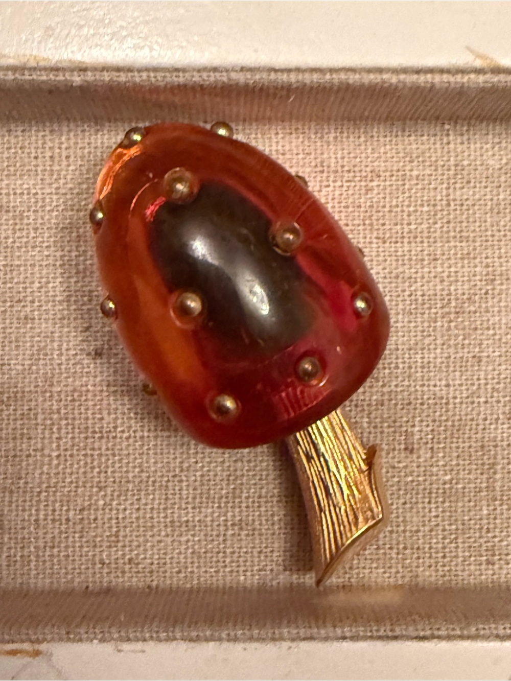 Vintage Crown Trifari Red Amber Tree Brooch - Women Jewelry